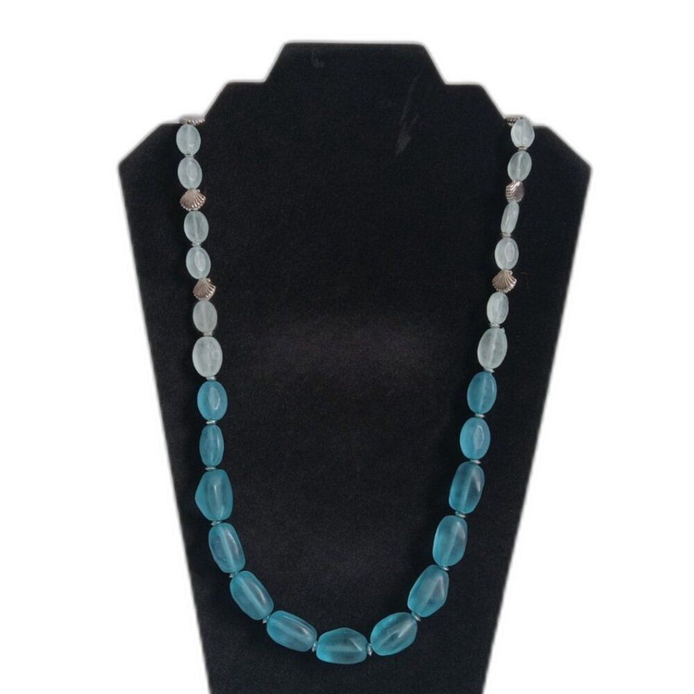 Kim Rogers Sea Life Shades of Blue Graduated Plastic Beaded Nautical Necklace